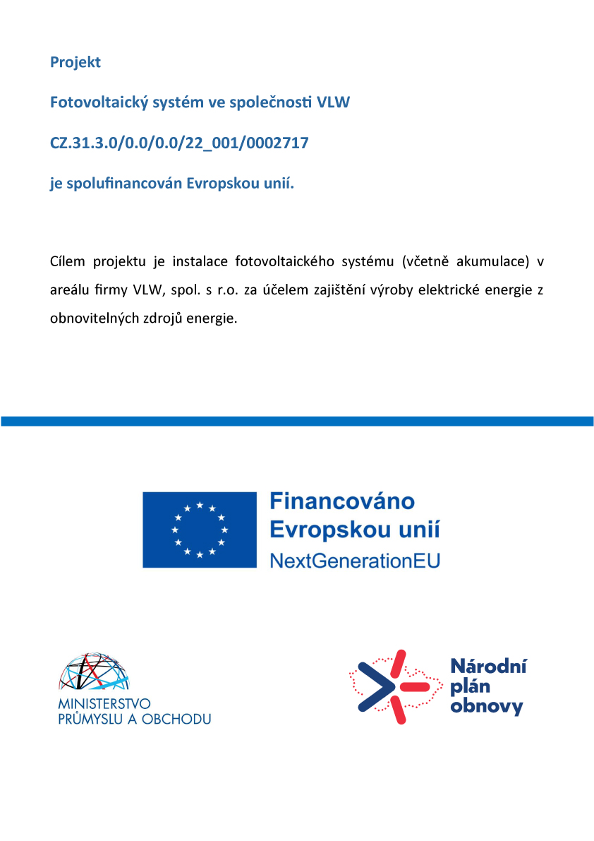 Fotovoltaický systém financován
Evropskou unií